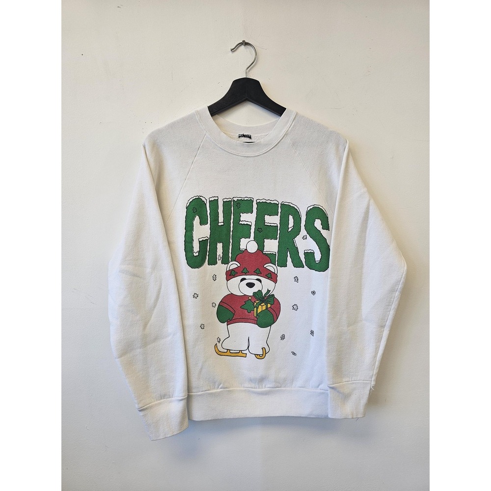 Cheers Polar Bear Sweatshirt Mens Medium White Christmas Holiday Crewneck